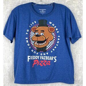 Five Nights at Freddy's Boys XL Short Sleeve Blue Shirt Freddy Fazbear's Pizza
